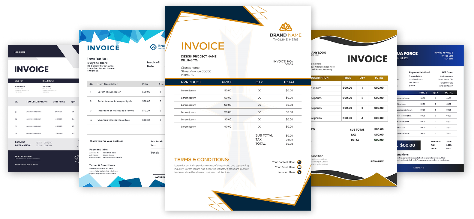 Professional invoice templates showcase